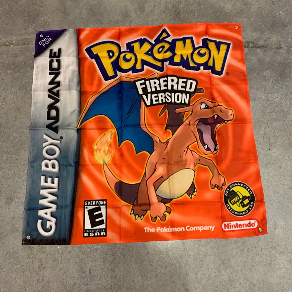 Pokemon Fire Red Version Custom Wall Flag Banner Tapestry 3 x 3 Ft, GBA
